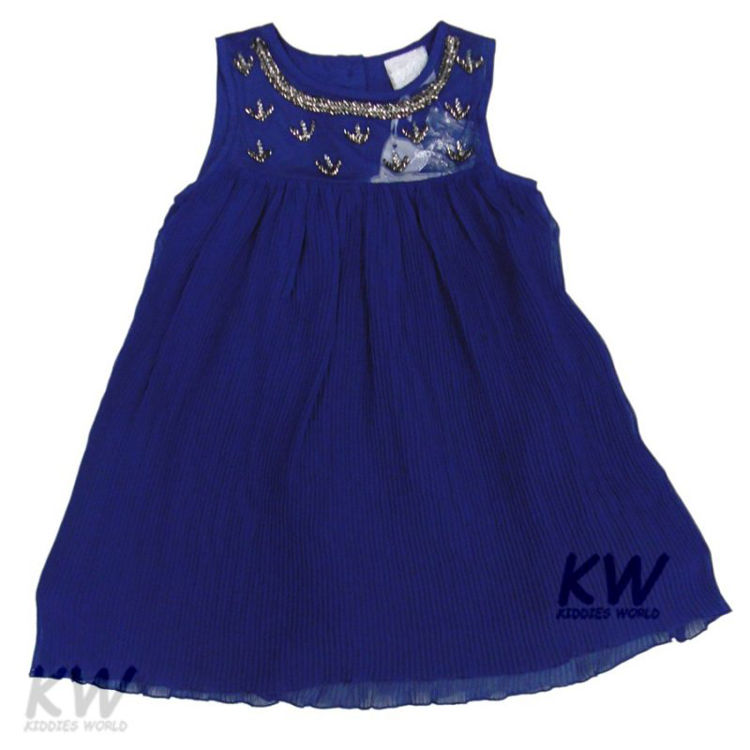 Picture of K12628- GIRLS PLEAT ELEGANT ROYAL DRESS WITH SILVER SEQUIN